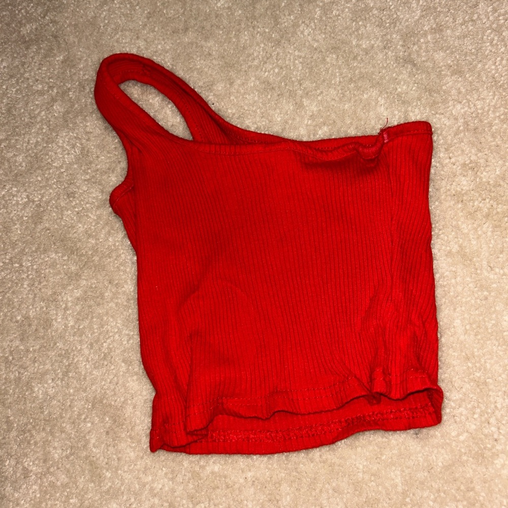 Red one shoulder tank